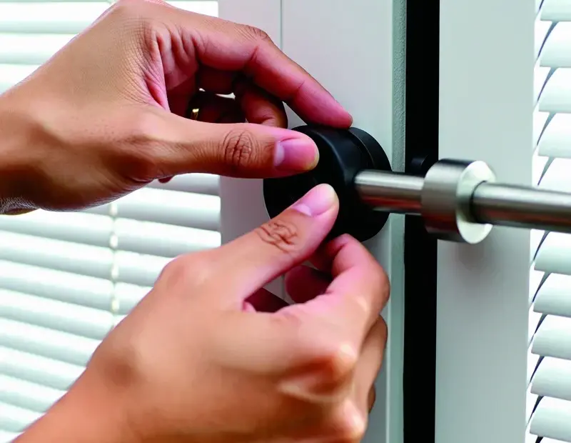How to Easily Adjust Your Bathroom Window Blinds - Close-Up of the Control Mechanism