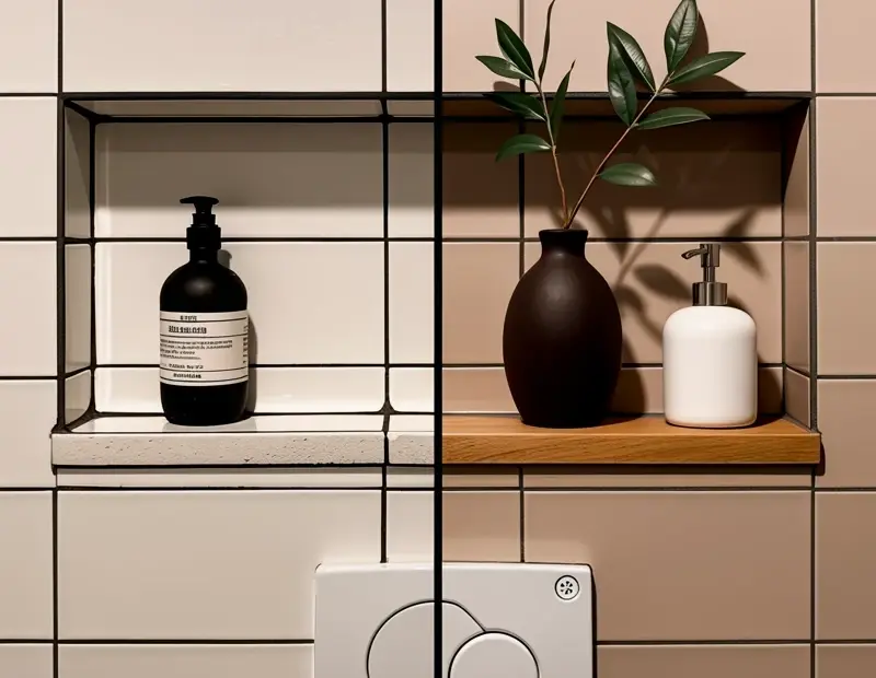 Custom Wooden Shelf for Bathroom Storage | Before & After Wall Solution | Small Bathroom Decor Idea