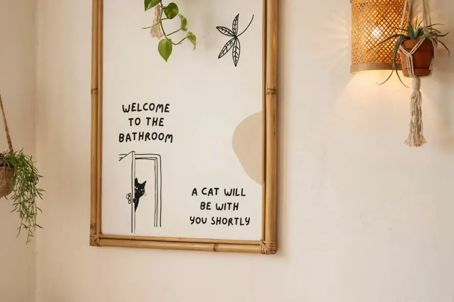 Funny Cat Bathroom Print: 'A Cat Will Be With You Shortly' | Digital Download for Bathroom Wall Art
