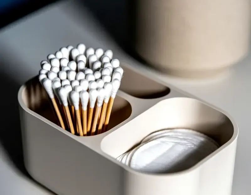 Cotton Swab and Pad Organizer for Small Bathroom Storage | Cozy Bathroom Counter