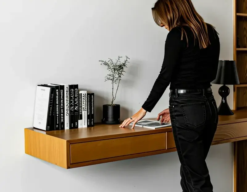Small Bathroom Vanity Ideas on a Budget? Floating Oak Desk Hack