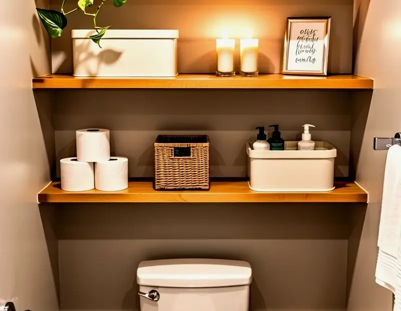 Budget Modern Bathroom Decor Ideas with Beige Textured Wall & Stone Vessel Sink