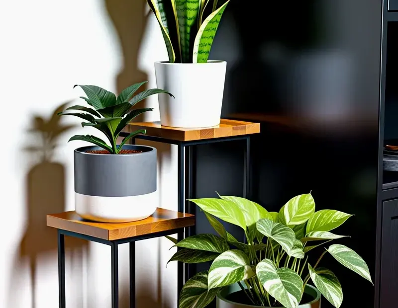 Tiered Plant Stand for Bathroom Decor Ideas - 3-Tier Wood & Metal Display